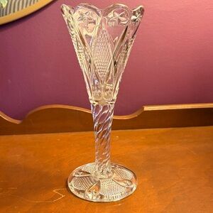 Antique Dunkirk Diamond Trumpet Glass Vase 1896